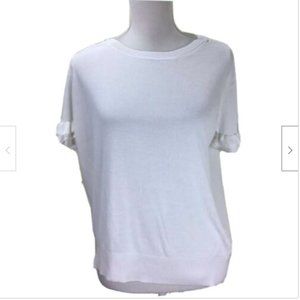 Michael Kors Short Sleeve Ruffle Sweater Top White